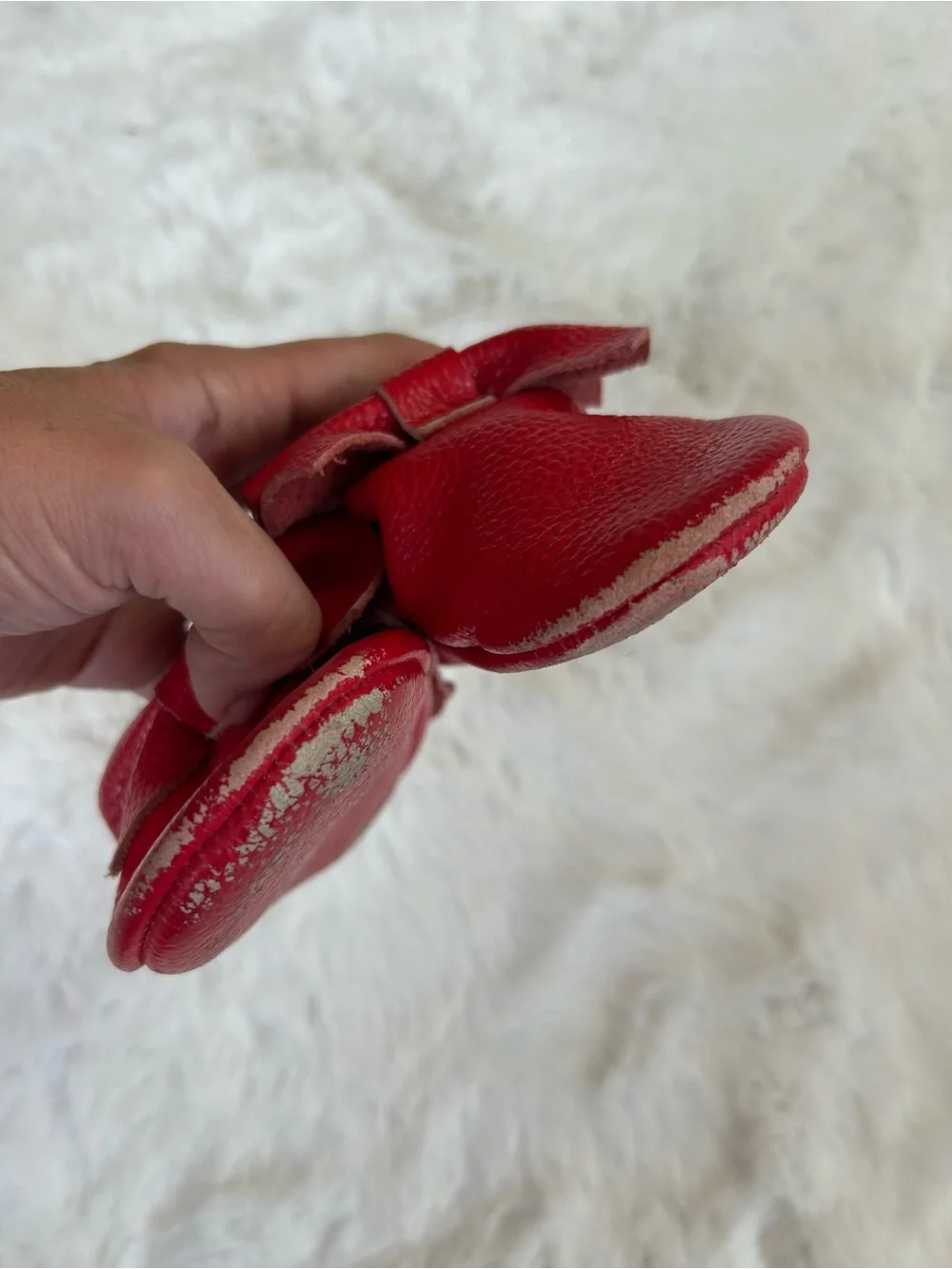 Freya Etsy Red Baby Bow Moccasins - Soft Leather Toddler Shoes 5